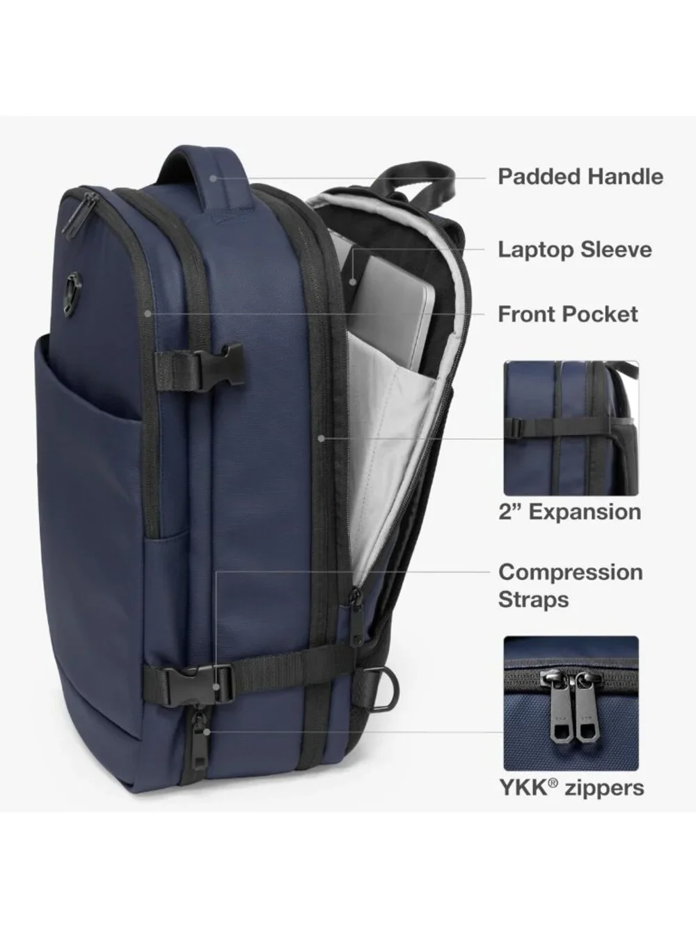 Expandable 27L Backpack for Travel, Work, Office, Camping & Fishing - Blue